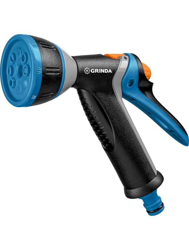 Поливочный пистолет GRINDA BM-8 8-427339, 8 режимов, курок сзади, металлический с TPR