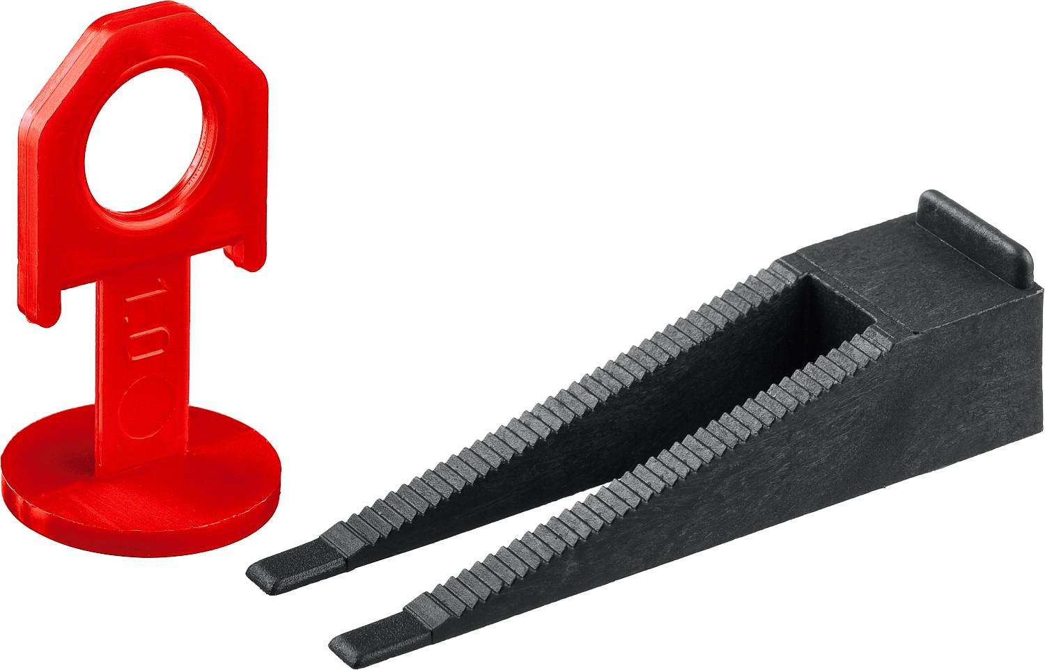 ЗУБР СВП, комплект в пакете: 1.0 мм, зажим + клин, 50 + 50 шт, система выравнивания плитки (33831-H50)