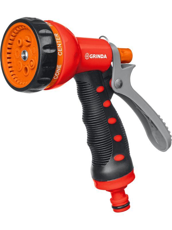 GRINDA T-7, 7 режимов, курок сзади, пластиковый с TPR, поливочный пистолет (8-427185)