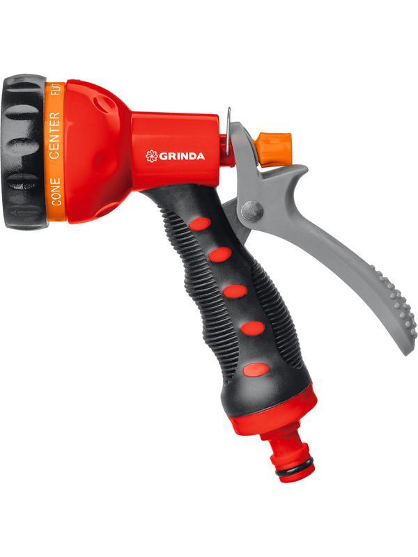 GRINDA T-7, 7 режимов, курок сзади, пластиковый с TPR, поливочный пистолет (8-427185)