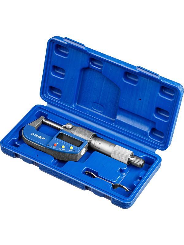 ЗУБР МКЦ 25, 0 - 25 мм, гладкий цифровой микрометр, Профессионал (34482-25)