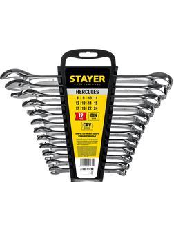 STAYER HERCULES, 12 шт, 8 - 24 мм, набор комбинированных гаечных ключей, Professional (27085-H12)