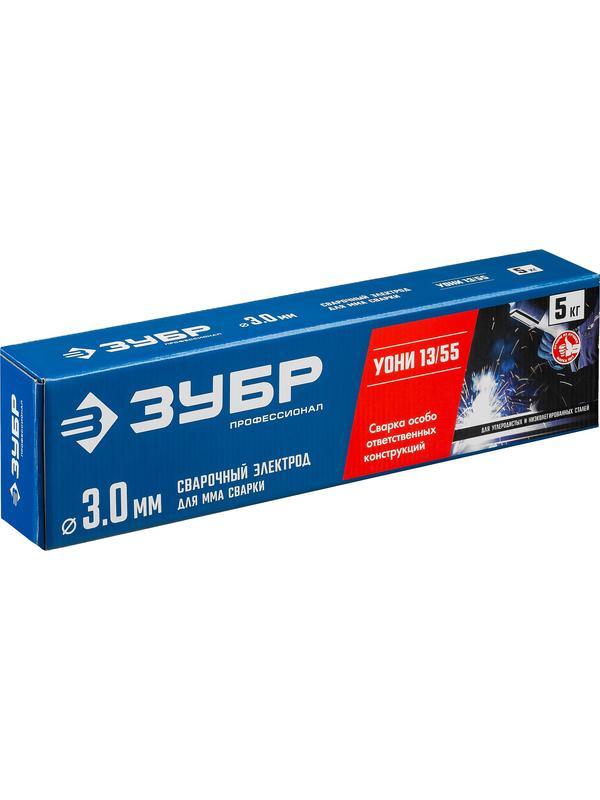 ЗУБР Д 3.0 х 350 мм, 5 кг в коробке, УОНИ 13/55 с основным покрытием, электрод сварочный, Профессионал (40025-3.0)