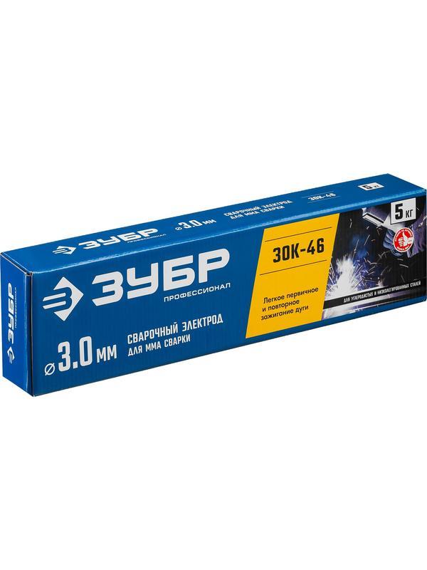 ЗУБР Д 3.0 х 350 мм, 5 кг в коробке, ЗОК-46 рутил-целлюлозный, электрод сварочный, Профессионал (40035-3.0)