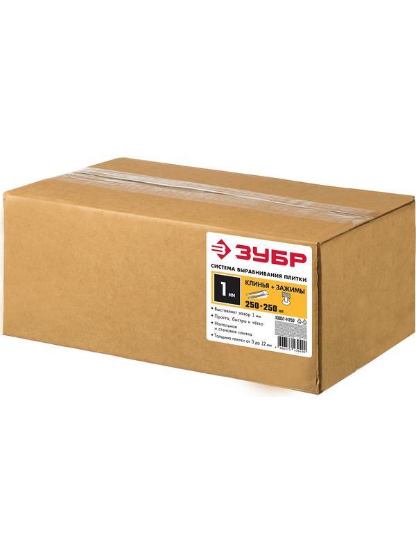 ЗУБР СВП, комплект в коробке: 1.0 мм, зажим + клин, 250 + 250 шт, система выравнивания плитки (33851-H250)