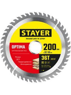 Пильный диск по дереву STAYER Optima, 200 x 32/30 мм, 36Т, оптимальный рез (3681-200-32-36)