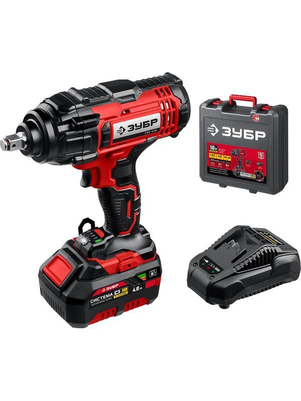 ЗУБР С1-18, 18 В, 400 Н·м, 1 АКБ (4 А·ч), гайковверт ударный, кейс (ГУЛ-410-41)