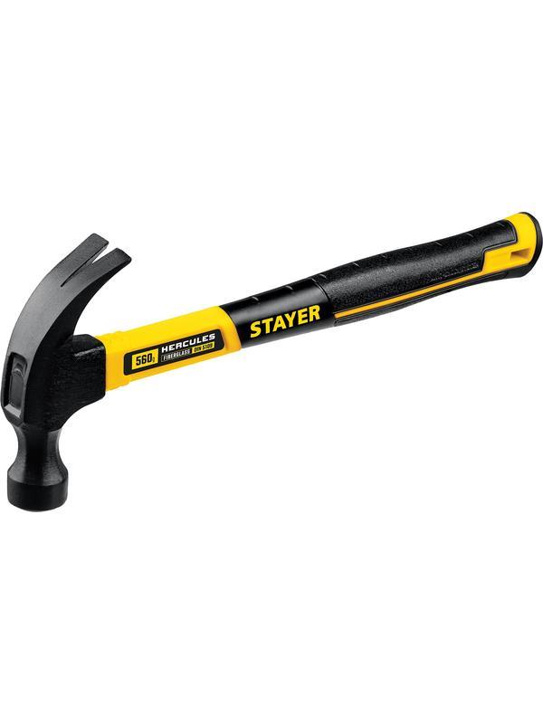 STAYER Hercules, 560 г, молоток-гвоздодёр столярный с фиберглассовой рукояткой, Professional (2026-560)