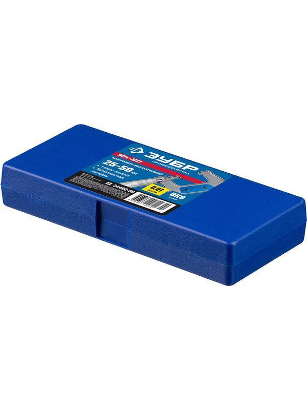 ЗУБР МК 50, 25 - 50 мм, гладкий механический микрометр, Профессионал (34480-50)