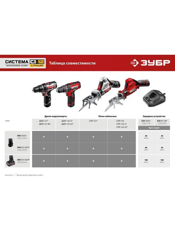 ЗУБР С1-12, 12 В, 2.0 А·ч, аккумуляторная батарея (АКБ-С1-12-2)