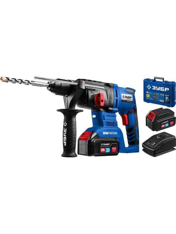 ЗУБР Т7, 20 В, 26 мм, 2 АКБ (4 А·ч), бесщеточный перфоратор, кейс, Профессионал (PB-260-42)