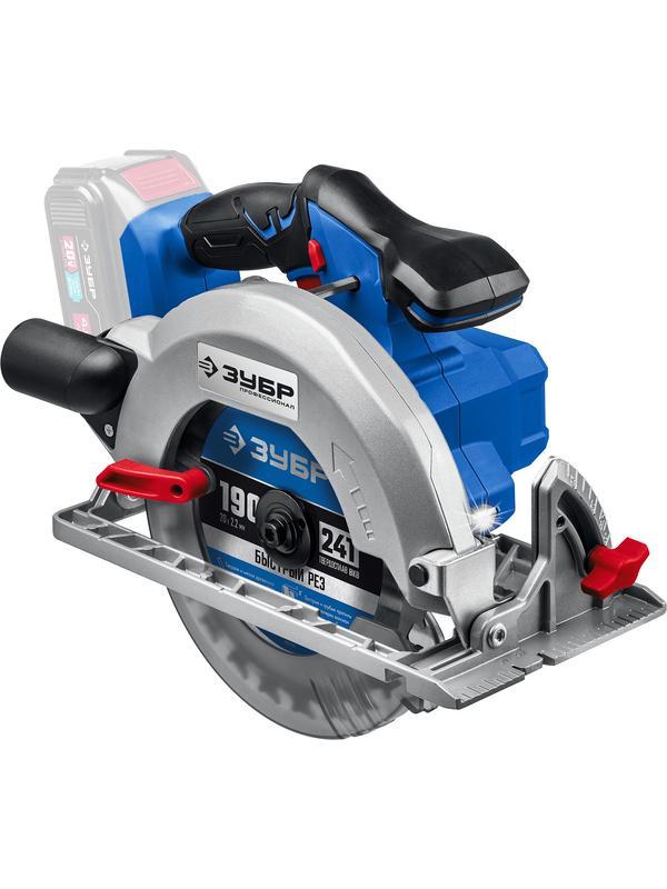 ЗУБР Т7, 20 В, d190 мм, без АКБ, бесщеточная пила циркулярная, Профессионал (CPB-190)
