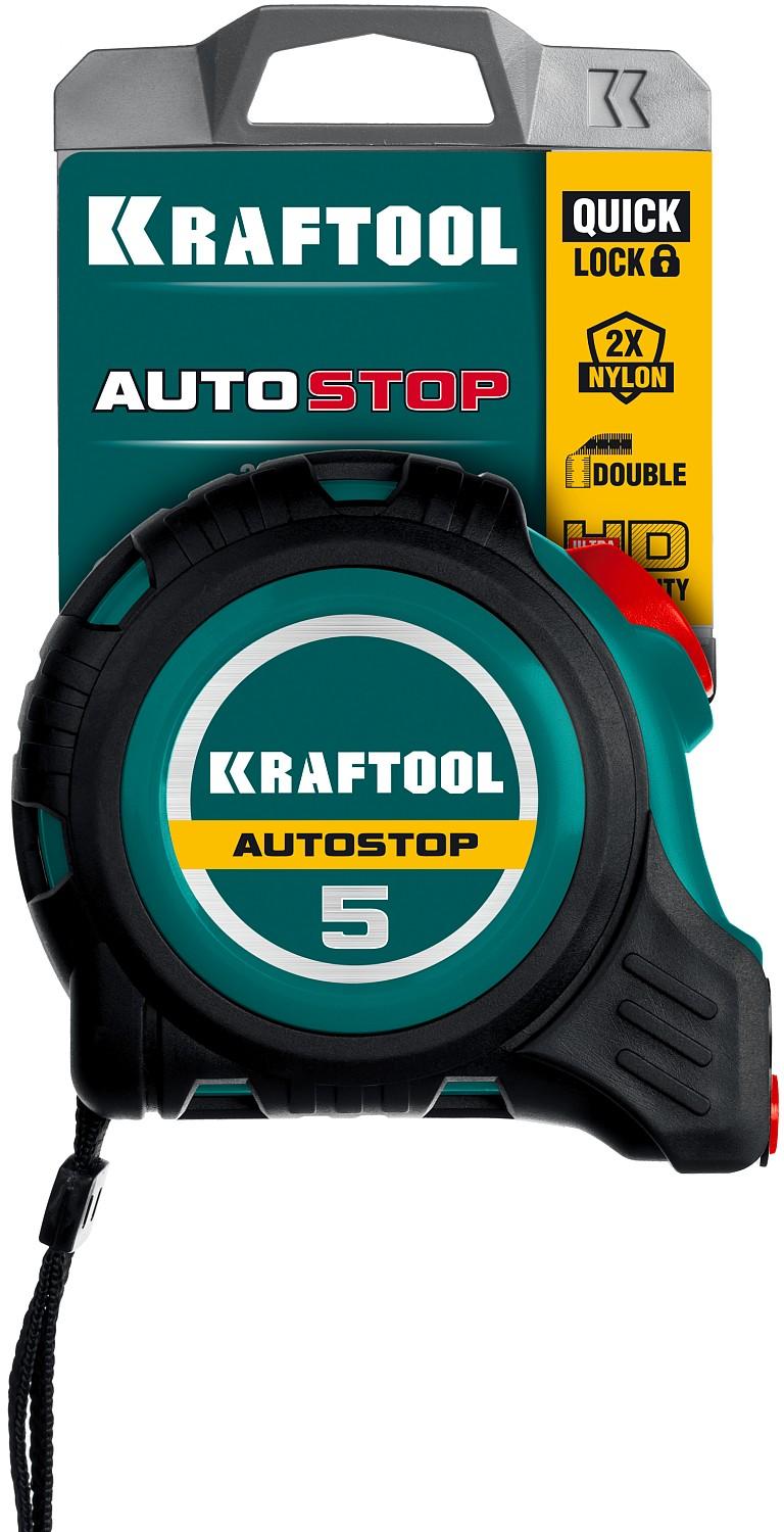 KRAFTOOL AutoStop, 5 м х 19 мм, профессиональная рулетка с автостопом (3412-5-19)