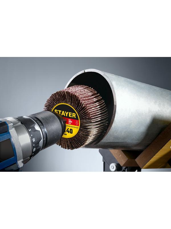 STAYER d 30 x 15 мм, P180, на шпильке d 6 мм, круг шлифовальный лепестковый (36606-180)