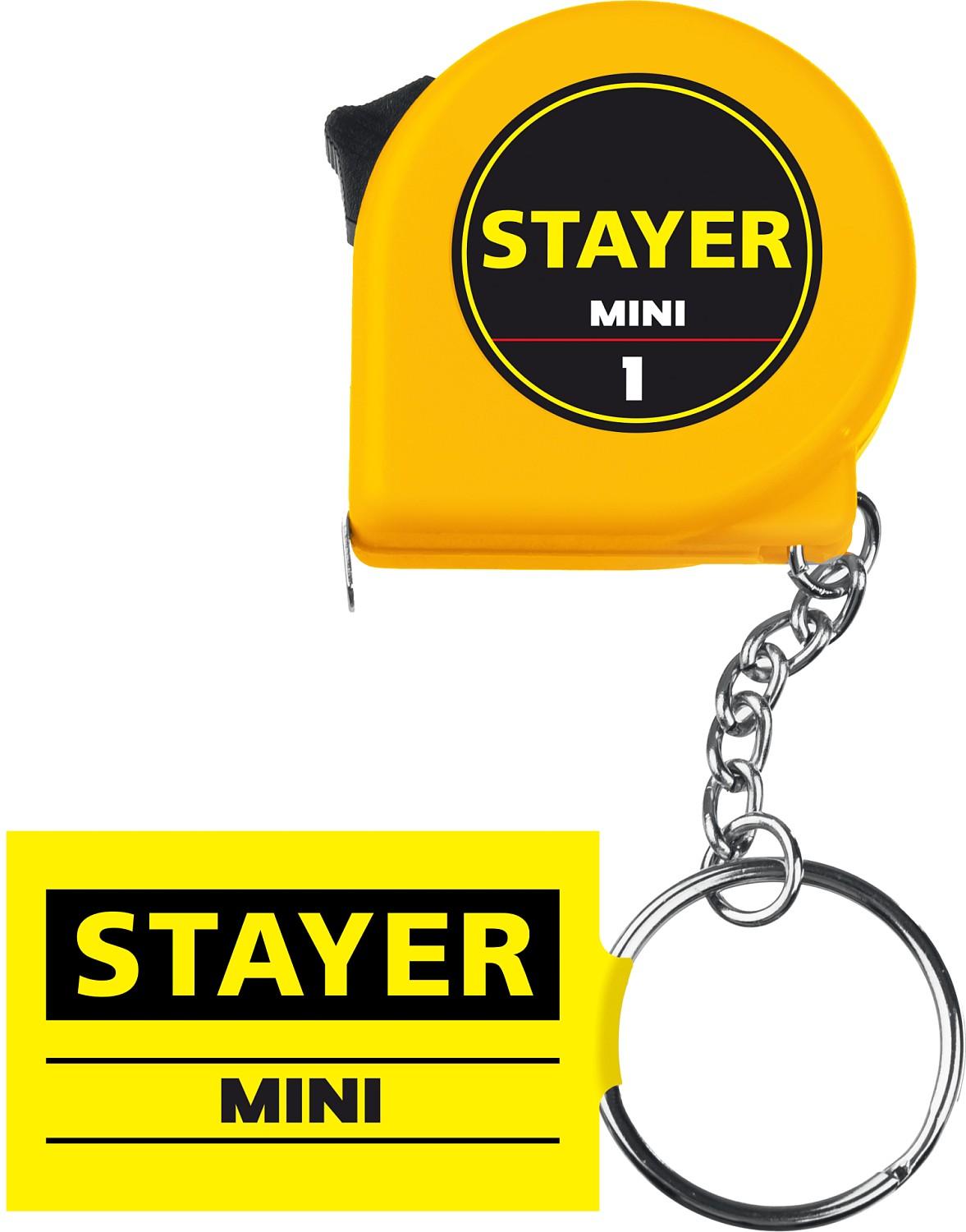 STAYER Mini, 1 м х 6 мм, рулетка-брелок (34140-1)