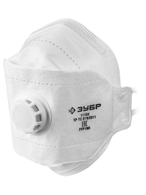 ЗУБР ТК-80, класс защиты FFP1, плоская 3-х панельная, фильтрующая полумаска с клапаном выдоха (11164)