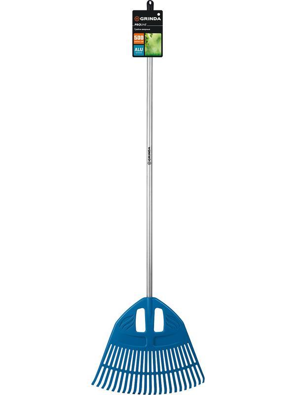 Грабли GRINDA PP-23 ALU, 500 х 50 х 1680 мм, 23 зубца, алюминиевый черенок, пластиковые, веерные грабли, PROLine (421811)