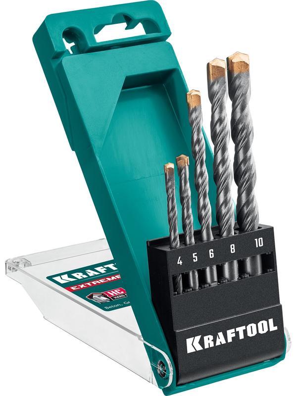 KRAFTOOL Extreme, 5 шт: 4-5-6-8-10 мм, трехгранный хвостовик, набор сверл по бетону (29166-H5)