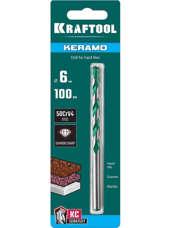 KRAFTOOL Keramo, 6 х 100 мм, тв.сплав КС, сверло по керамограниту (29175-100-6)