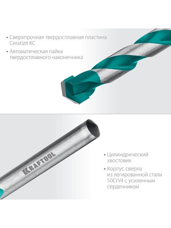 KRAFTOOL Keramo, 6 х 100 мм, тв.сплав КС, сверло по керамограниту (29175-100-6)