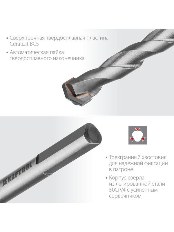 KRAFTOOL Hard, 4 х 80 мм, тв.сплав ВС5, сверло специальное по твёрдым материалам (29177-080-4)