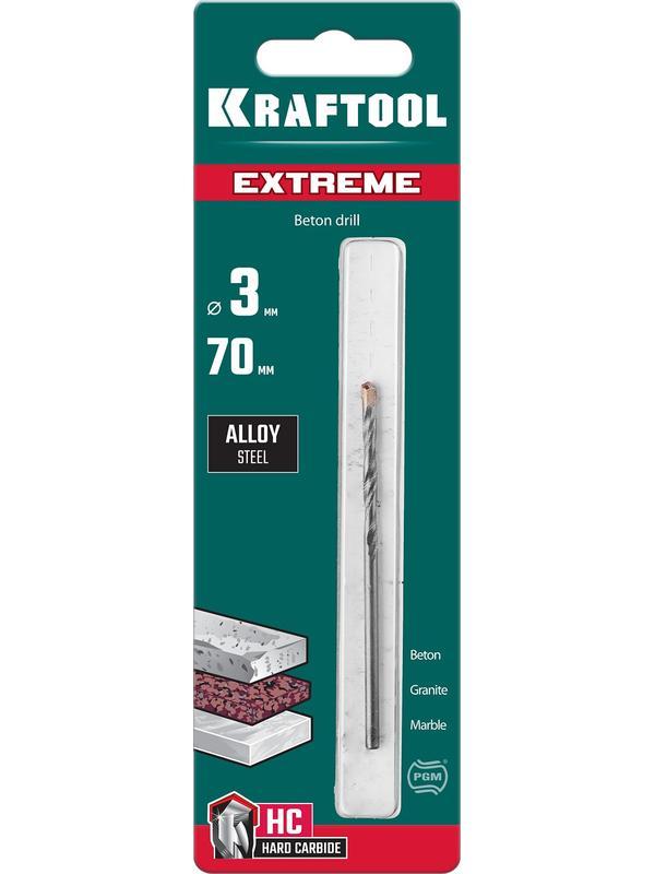 KRAFTOOL Extreme, 3 х 70 мм, цилиндр. хвостовик, сверло по бетону (29166-070-03)
