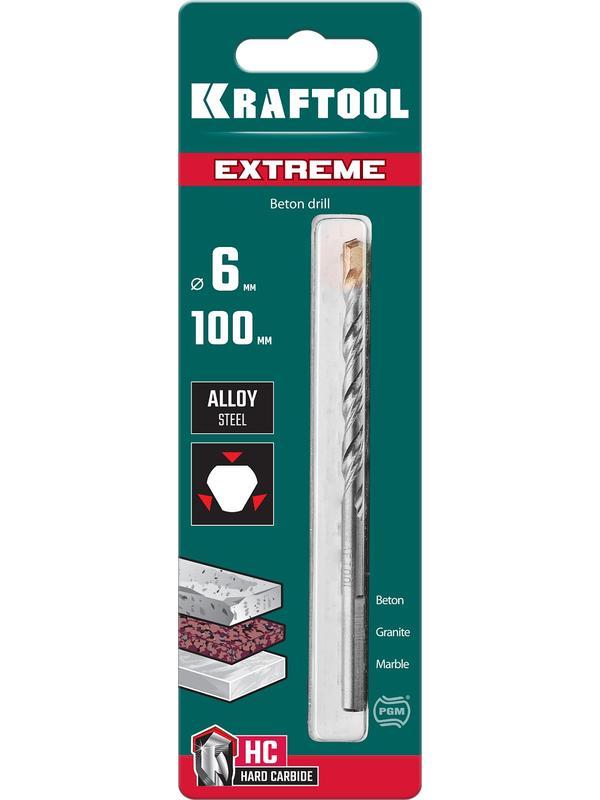 KRAFTOOL Extreme, 6 х 100 мм, трехгранный хвостовик, сверло по бетону (29166-100-06)