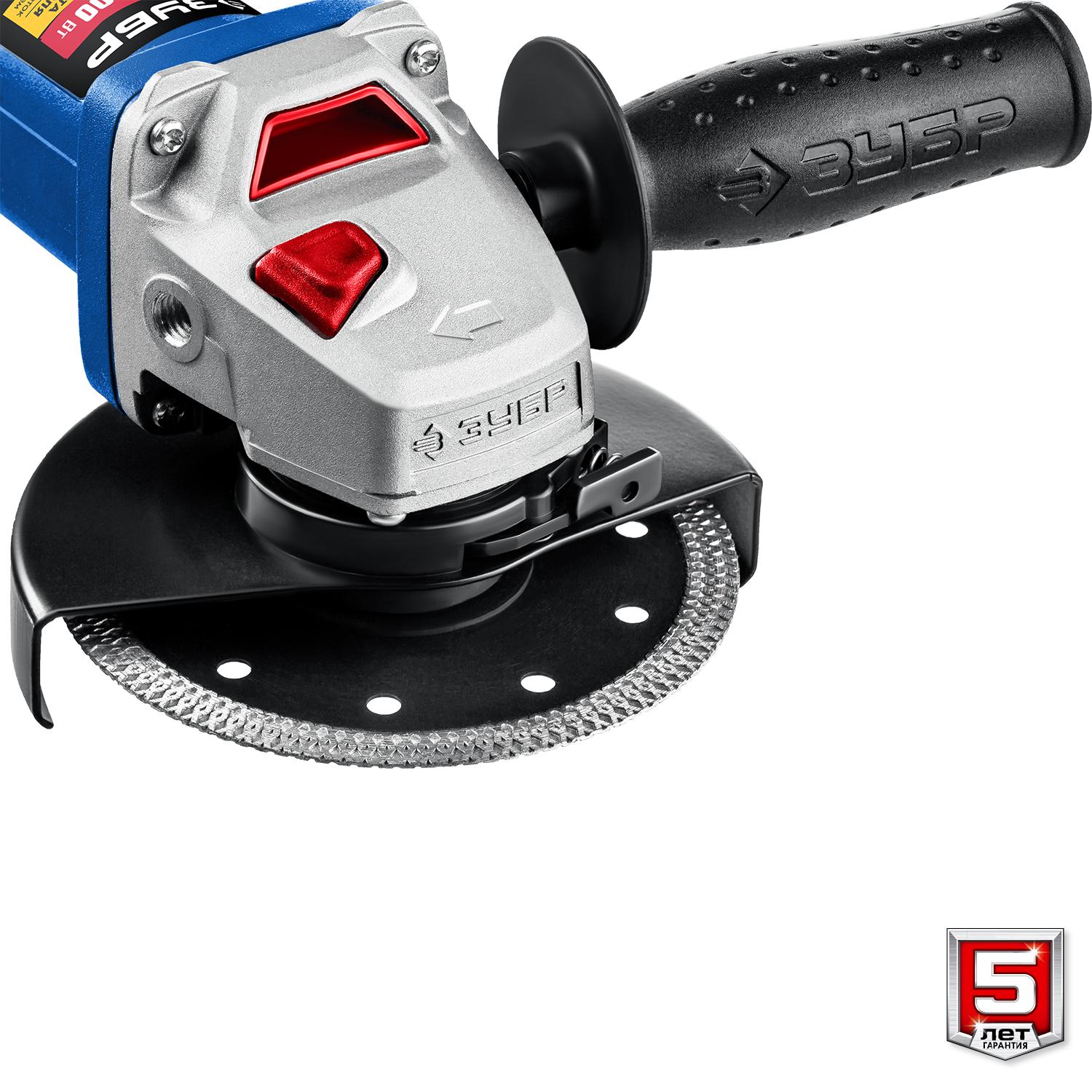 Угловая шлифовальная машина (Болгарка) ЗУБР УШМ-П125-1500 ЭПСТ, регулировка оборотов / d125 мм. / 1500 Вт.