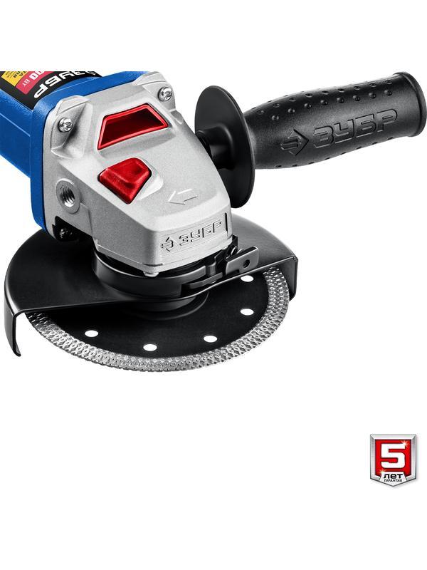Угловая шлифовальная машина (Болгарка) ЗУБР УШМ-П125-1500 ЭПСТ, регулировка оборотов / d125 мм. / 1500 Вт.