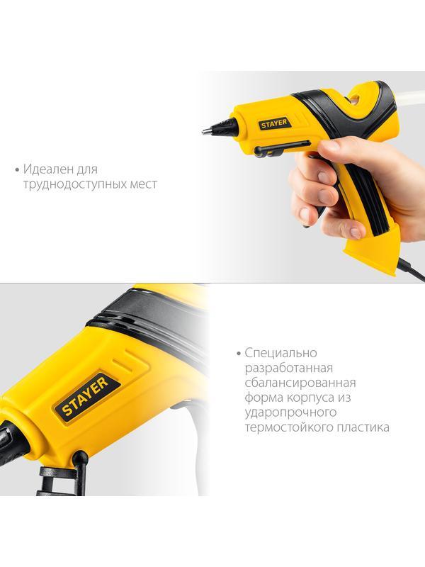STAYER PRO 11, d 11 мм, 18 г/мин, электрический, пистолет термоклеевой, Professional (0681-20)