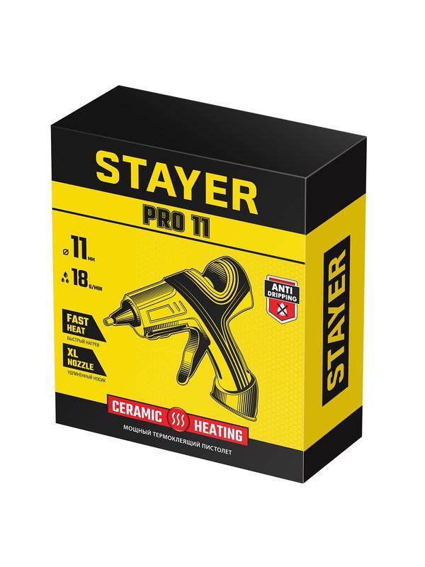 STAYER PRO 11, d 11 мм, 18 г/мин, электрический, пистолет термоклеевой, Professional (0681-20)