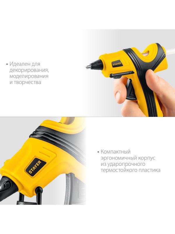 STAYER PRO 7, d 7 мм, 7 г/мин, электрический, пистолет термоклеевой, Professional (0681-07)