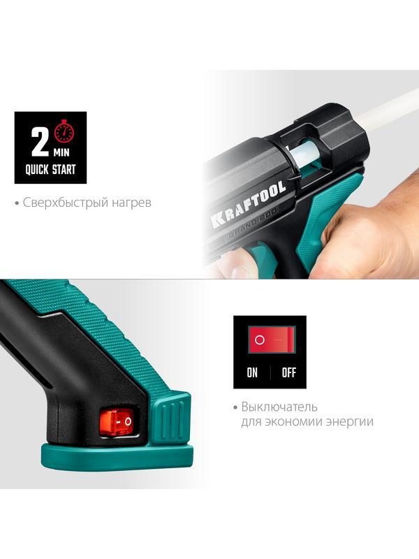 KRAFTOOL Grand 200, d 11 - 12 мм, 25 г/мин, электрический термоклеевой пистолет (06839)