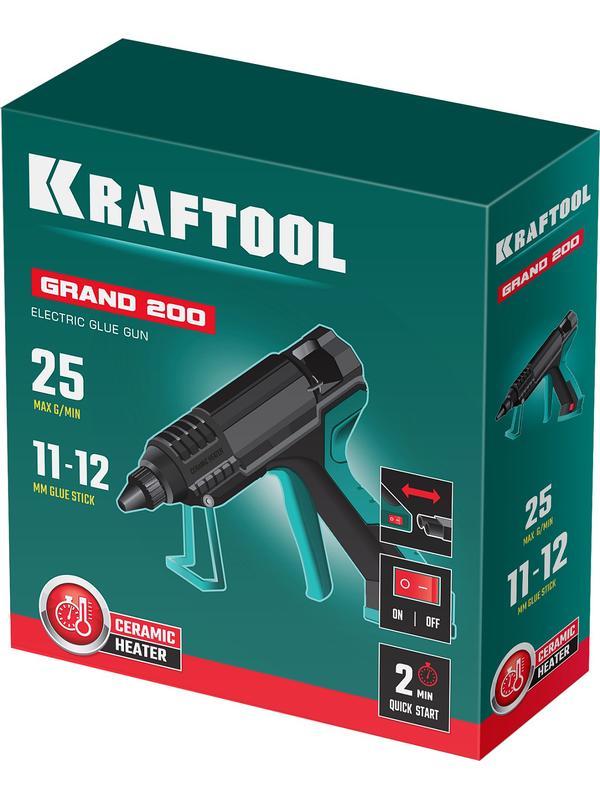 KRAFTOOL Grand 200, d 11 - 12 мм, 25 г/мин, электрический термоклеевой пистолет (06839)