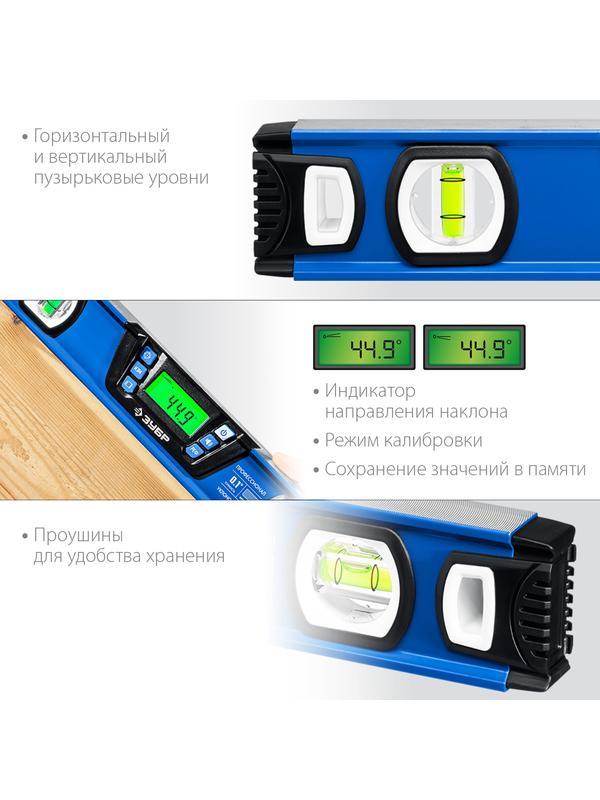 ЗУБР 400 мм, 0-90°, ±0,2°, уровень-уклономер, Профессионал (34286)
