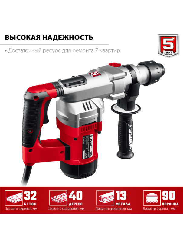 Перфоратор ЗУБР ПВ-32-1500 ЭВ SDS Plus 32 мм. 1500 Вт.