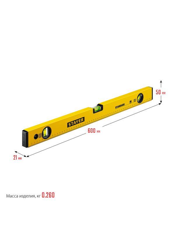 STAYER STANDARD, 600 мм, с линейкой, уровень (3460-060)