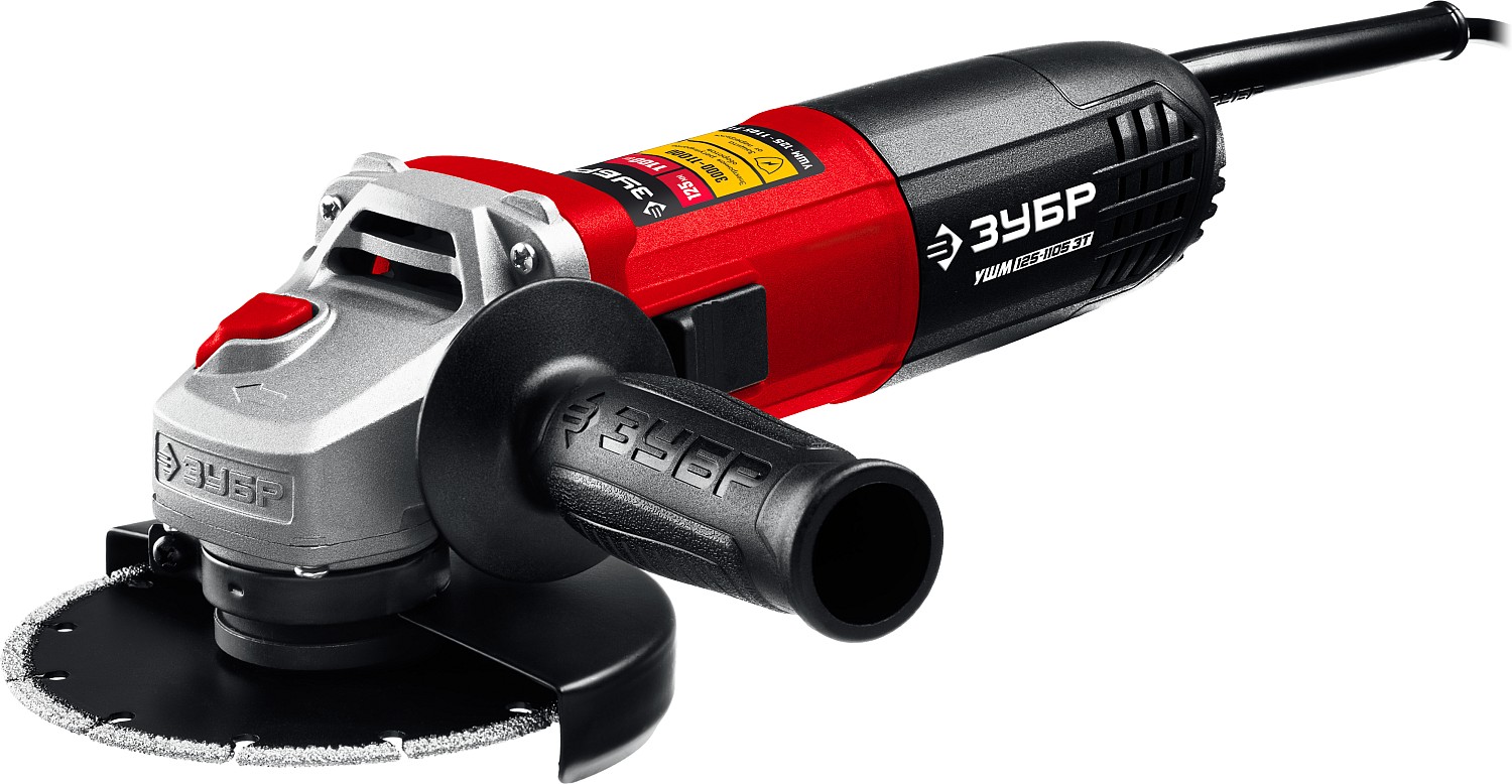 Угловая шлифовальная машина (Болгарка) ЗУБР УШМ-125-1105 ЭТ, регулировка оборотов / d125 мм. / 1100 Вт.