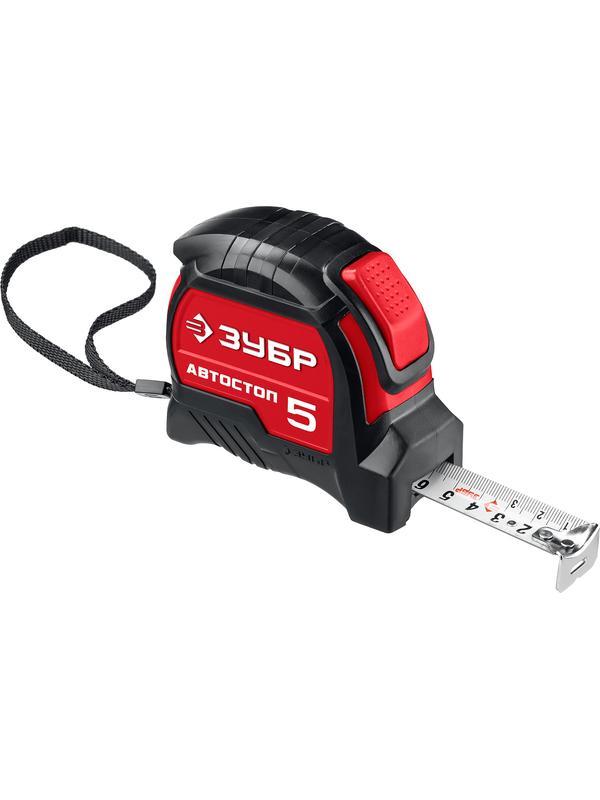 ЗУБР Автостоп, 5 м х 25 мм, рулетка с автостопом (34052-05-25)