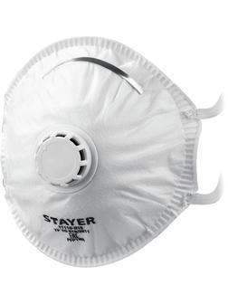 STAYER KV-99, класс защиты FFP3, коническая, фильтрующая полумаска с клапаном выдоха (11110-3)