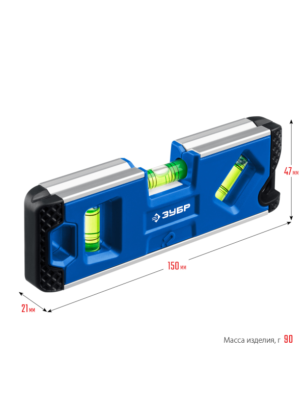 Уровень магнитный компактный ЗУБР 34552, Т-образный усиленный профиль / 150 мм.