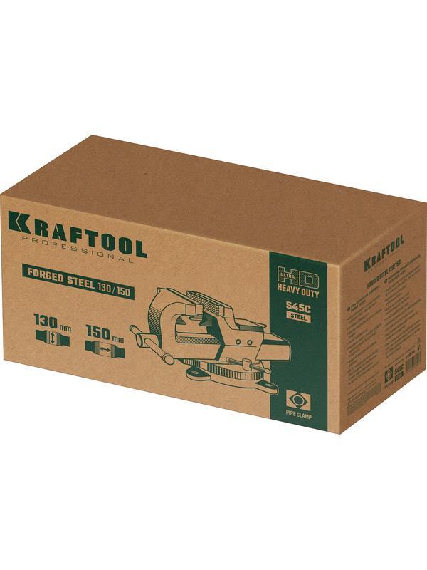 KRAFTOOL Forge-130/150, с регулировкой компенсации люфта, кованые стальные тиски (32700-150)