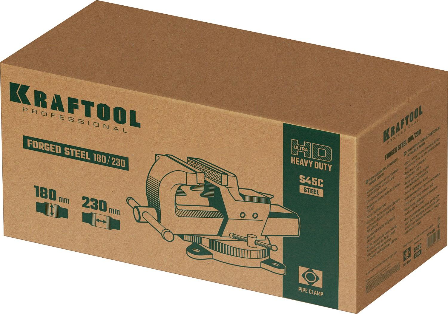 KRAFTOOL Forge-180/230, с регулировкой компенсации люфта, кованые стальные тиски (32700-230)