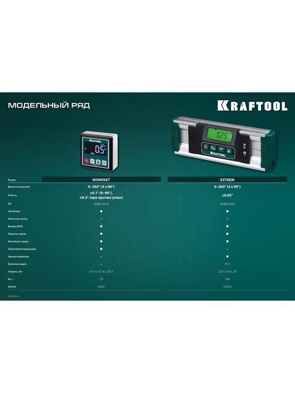 KRAFTOOL KOMPAKT, 4 х 90 С, точность 0.1, уровень-уклономер электронный (34687)