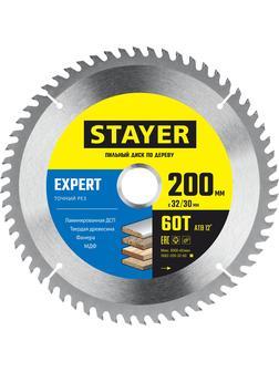 Пильный диск по дереву STAYER Expert, 200 x 32/30 мм, 60Т, точный рез (3682-200-32-60)