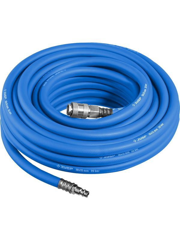 ЗУБР 10 м, 10 х 15 мм, 20 бар, воздушный шланг с фитингами рапид, Профессионал (6481-10)