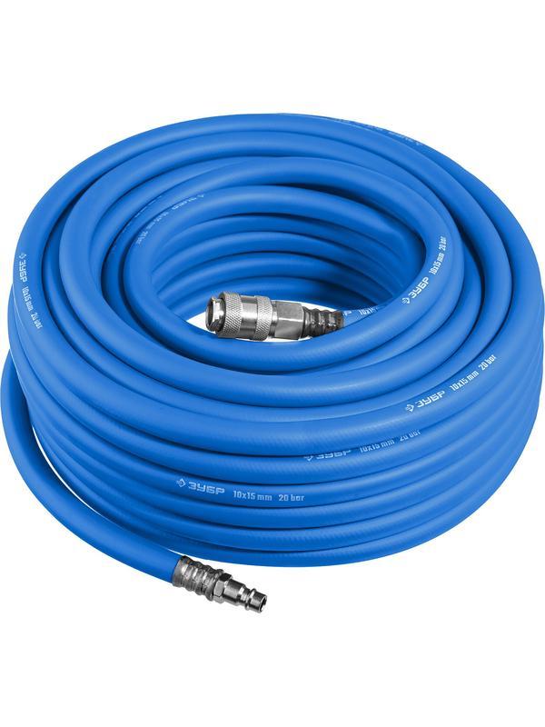 ЗУБР 15 м, 10 х 15 мм, 20 бар, воздушный шланг с фитингами рапид, Профессионал (6481-15)