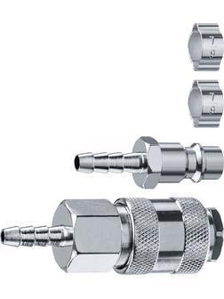 ЗУБР (штуцер ″елочка″, 6 мм - рапид муфта) + (рапид штуцер-штуцер ″елочка″, 6 мм) + (обжимные хомуты 2 шт), набор, Профессионал (64920-06-H)