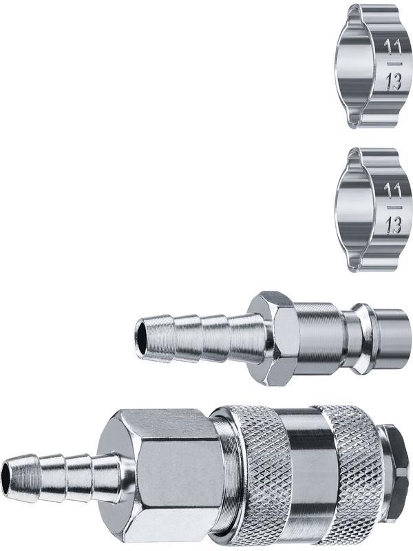 ЗУБР (штуцер ″елочка″, 8 мм - рапид муфта) + (рапид штуцер-штуцер ″елочка″, 8 мм) + (обжимные хомуты 2 шт), набор, Профессионал (64920-08-H)
