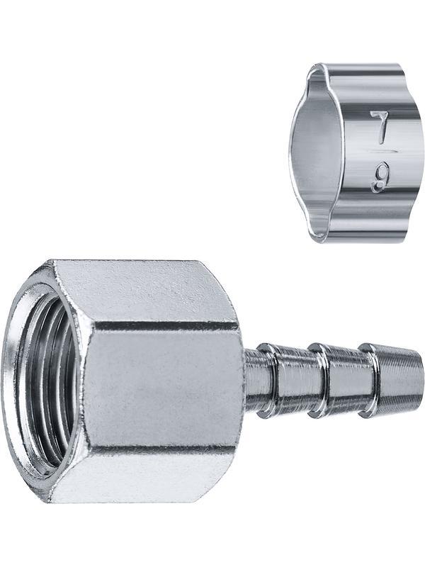 ЗУБР штуцер ″елочка″, 6 мм - 1/4″F, переходник с обжимным хомутом, Профессионал (64923-1/4-06)